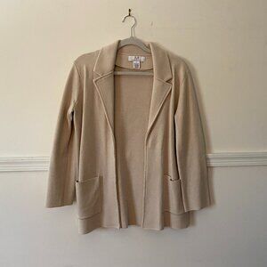 Magaschoni Tan Cream‎ Cardigan Sweater Cotton Wool Blend Size Small
